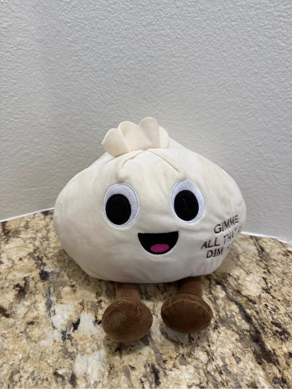 BMI Cream Garlic Plush with Brown Feet and Pink Tongue